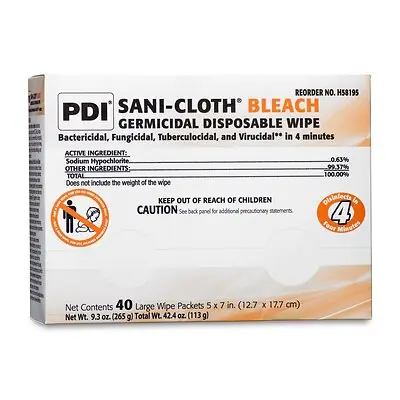 Professional Disposables - H58195 Sani-Cloth® Bleach Germicidal Large Disinfectant Wipes