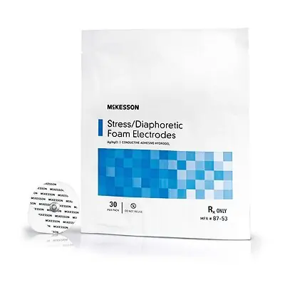 McKesson Brand - 87-53 ECG Stress Electrode McKesson Snap Connector Conductive Adhesive Gel Foam Backing Adult Non-Radiolucent 30 per Pack