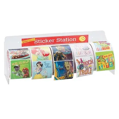 SmileMakers - LR Sticker Dispenser Clear Acrylic Manual 4-5 Roll Surface Mount