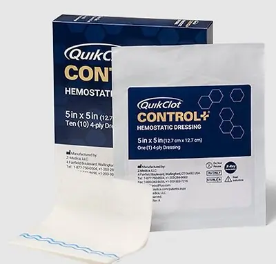 Teleflex LLC - 4050 Hemostatic Dressing QuikClot Control+® 5 X 5 Inch 1 per Pack Sterile