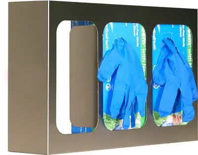 Bowman Manufacturing - GS-123 Glove Box Holder Triple with Dividers Horizontal or Vertical Mounted 3-Box Capacity Silver 3-3/4 X 10 X 15-3/4 Inch Steel