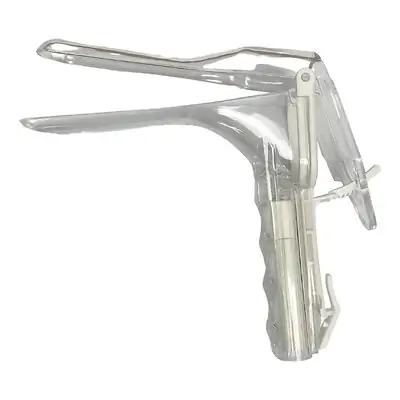 Trinity Sterile - 22201 Vaginal Speculum NonSterile Office Grade Plastic Medium Double Blade Duckbill Disposable Built-In Light Source