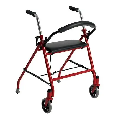 Drive DeVilbiss Healthcare - 1239RD drive™ Aluminum Dual Release Folding Walker w/ Wheels & Seat