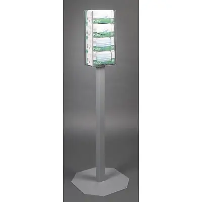 Poltex Inc - MASKBX4-2STL Mask Dispenser Poltex Floor Stand 4-Box Capacity Clear 4-1/2 X 7-3/4 X 16 Inch PETG / Steel