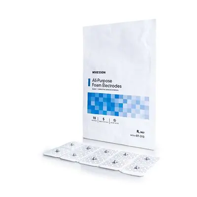 McKesson Brand - 87-310 ECG Monitoring Electrode McKesson Snap Connector Conductive Adhesive Gel Foam Backing Adult Non-Radiolucent 10 per Pack
