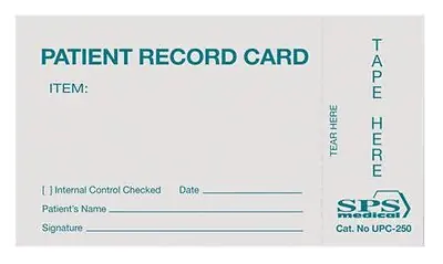 SPS Medical Supply - UPC-250 SPS Medical Sterilization Record Card