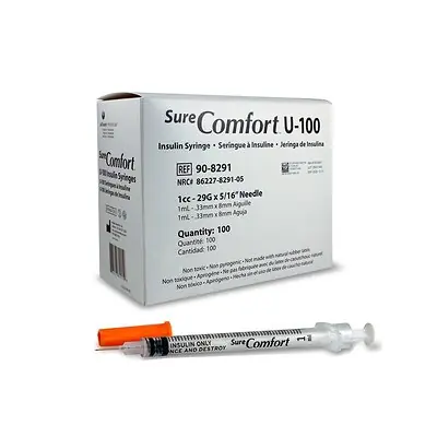Allison Medical Inc - 90-8291 Standard Insulin Syringe with Needle Surecomfort® 1 mL 5/16 Inch 29 Gauge NonSafety Regular Wall