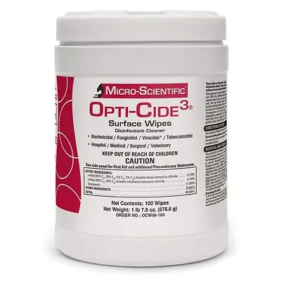 Micro Scientific Industries - MSI100 Opti-Cide3® Surface Disinfectant Cleaner Wipes