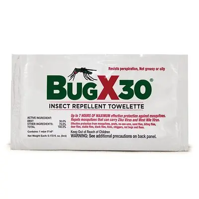 Coretex Products - 12644 BugX® 30 Insect Repellent Towelettes with DEET