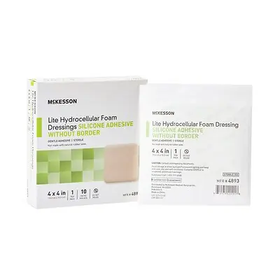 McKesson Brand - 4893 McKesson Lite Hydrocellular Foam Dressing w/ Silicone Adhesive w/o Border