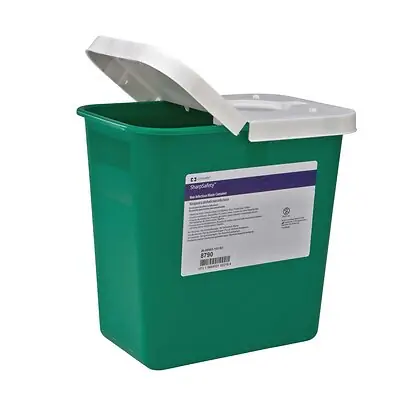Cardinal - 8781 Non-Infectious Waste Container EnviroStar™ Green Base 17-3/4 H X 11 W X 15-1/2 D Inch Vertical Entry 8 gal.