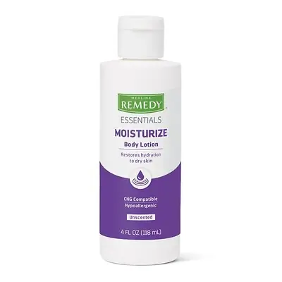 Medline - MSC092MBL04 Hand and Body Moisturizer Medline Remedy® Essentials Moisturize 4 oz. Bottle Unscented Lotion CHG Compatible