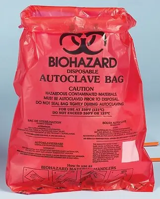 Bel-Art Products - 13166-0000 Autoclavable Biohazard Waste Bag SP Bel-Art Biohazard Symbol / Disposable Autoclave Bag / Caution 0.43 gal. Red 8-1/2 X 11 Inch