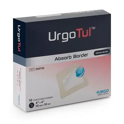 Urgo Medical North America LLC 550762 - Foam Dressing TRIACT 4 X 4 Inch With Border Waterproof Backing Silicone Adhesive Square Sterile - 1/Each, 10/Box