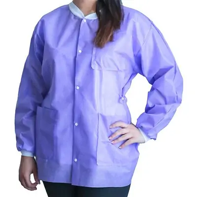 Dukal - UGJ-6504-L Lab Jacket FitMe™ Purple Large Hip Length 3-Layer SMS Disposable