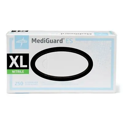 Medline - MG3004 Exam Glove MediGuard® ES X-Large 250 per Box NonSterile Nitrile Standard Cuff Length Textured Fingertips Blue Not Rated