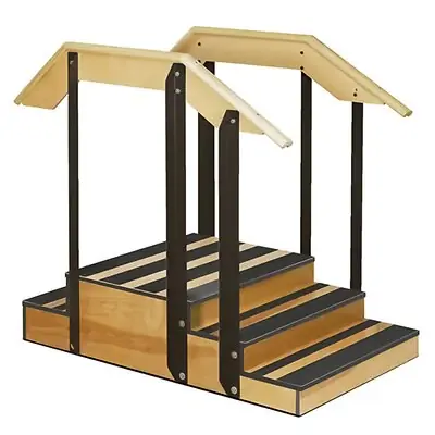 Clinton Industries - 4-5500-30 Training Staircase Up / Down, 12 X 24 X 30 Inch Platform Small 34 X 54 X 47-3/4 Inch Black / Tan