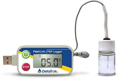 DeltaTrak Inc - 40527-02 Vaccine Temperature Data Logger with Alarm Flashlink® PDF Logger Fahrenheit -58° to +104°F (-50° to +40°C) Glycol Bottle Probe Magnet Battery Operated