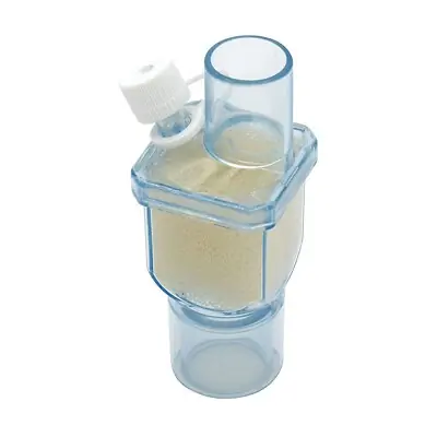 Sunset Healthcare - RES027IL Heat and Moisture Exchanger 34.5 at VT = 250 ml • 32.5 at VT = 500 ml 0.8 @ 30 LPM • 2.1 @ 60 LPM Straight