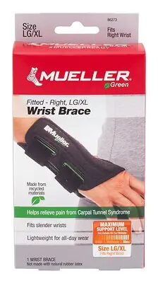 Mueller Sports Medicine - 86273 Wrist Brace Mueller® Green Plastic / Spandex Right Hand Black Large / X-Large