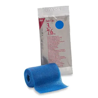Solventum Corporation - 82103B Cast Tape 3M™ Scotchcast™ Soft Cast Semi-Rigid 3 Inch X 12 Foot Fiberglass Blue