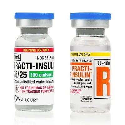 Wallcur - 47525 Clinical Training Medication Practi-Insulin 75/25 and Regular Pack™ Liquid Vial 10 mL