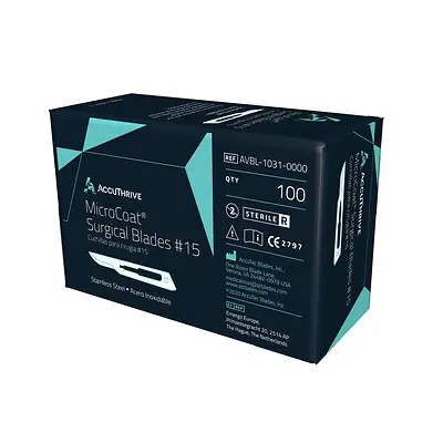 AccuTec Blades - AVBL-1031-0000 Surgical Blade AccuThrive® Coated Stainless Steel No. 15 Sterile