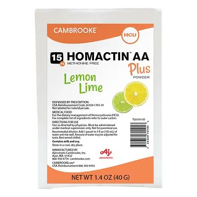 Cambrooke Therapeutics - 37011 Oral Supplement Homactin™ AA Plus Lemon-Lime Flavor Powder 1.4 oz. Individual Packet