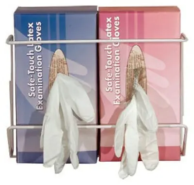 Unimed - Midwest - BVDH004045 Glove Box Holder Vertical Mounted 2-Box Capacity White 4 X 8 X 11-1/2 Inch Coated Wire