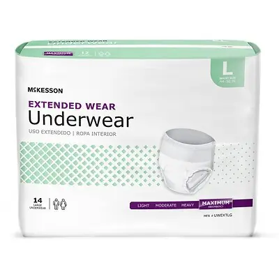 McKesson Brand - UWEXTLG McKesson Extended Wear Maximum Absorbency Underwear