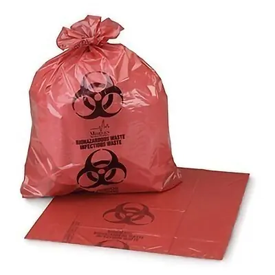 Medegen Medical Products LLC - 2635 Biohazard Waste Bag Biohazard Symbol / Biohazardous Waste / Infectious Waste 12 to 16 gal. Red 25 X 35 Inch