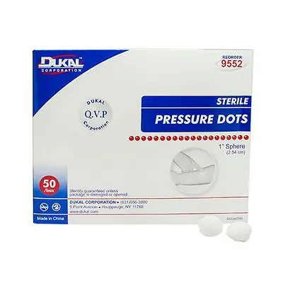 Dukal - 9552 Gauze Pressure Dot Dukal™ 1 Inch Diameter 1-Ply Sterile 2 per Pouch