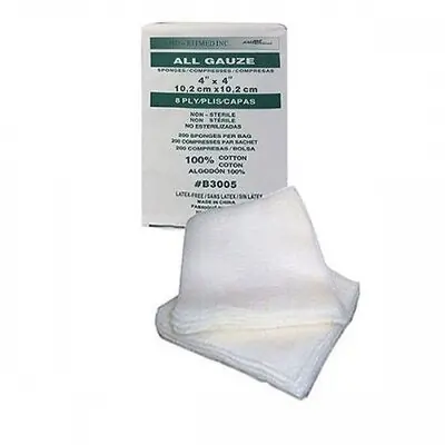 AMD Ritmed - B3005 Gauze Sponge All Gauze 4 X 4 Inch 8-Ply NonSterile 20 per Pack