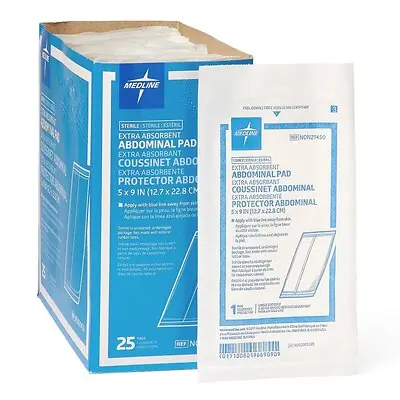Medline - NON21450 Abdominal Pad Medline 5 X 9 Inch Sterile 1 per Pack