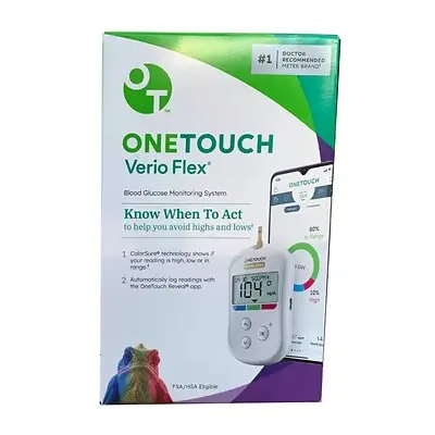 LifeScan - 024-336 Blood Glucose Meter OneTouch Verio Flex® 5 Second Results 500 Test Results Requires Coding