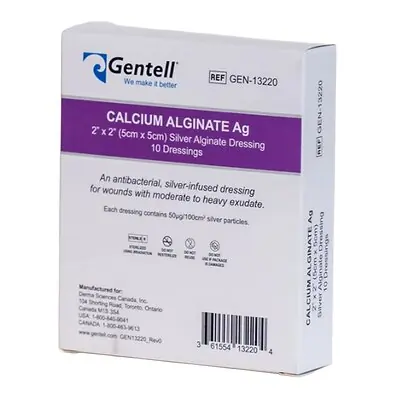 Gentell - GEN-13220 Silver Alginate Dressing Gentell® Calcium Alginate Ag Square Sterile