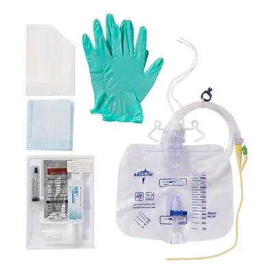 Medline - DYND11855 Indwelling Catheter Tray Medline Closed System / Foley 14 Fr. 10 cc Balloon Silicone Elastomer Coated Latex