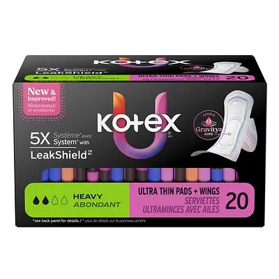 Kimberly Clark - 58254 Feminine Pad U by Kotex® Ultrathin with WIngs Heavy Absorbency