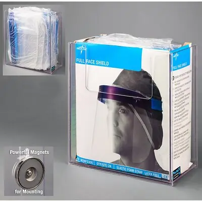 Poltex Inc - FCSHIELD-M Face Shield Dispenser Magnet Mount Clear 5.65 X 12-1/4 X 13 Inch PETG Plastic