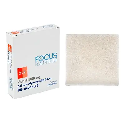 Focus Health Group - 60022-AG Silver Alginate Dressing ZeniFIBER Ag Square Sterile