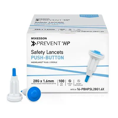 McKesson Brand - 16-PBHPSL28G1.6X McKesson Prevent® HP Push Button Safety Lancet