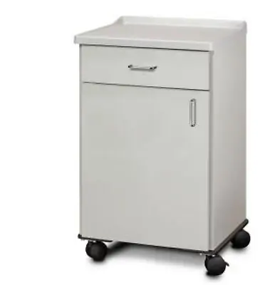 Clinton Industries - 8720-A-1GR Mobile Bedside Cabinet Model 8720-A Gray 18 L X 16 D X 29-1/4 H Inch 1 Drawer 1 Shelf Single Door