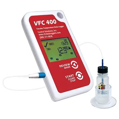 Control Solutions Inc - VFC400-VMK-10 Refrigerator / Freezer Vaccine Data Logger with Alarm Kit LogTag VFC400® Fahrenheit / Celsius -40° to 210°F (-40° to 99°C) Glycol Bottle Probe Multiple Mounting Options Battery Operated