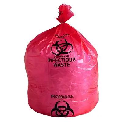 Elkay Plastics - HD33RE Biohazard Waste Bag LK® Biohazard Symbol / Biohazard / Infectious Waste 33 gal. Red 31 X 43 Inch