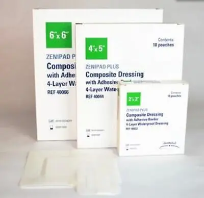 Focus Health Group - 400410 Composite Dressing Zenipad Plus 4 X 10 Inch Rectangle Sterile Waterproof Film Backing