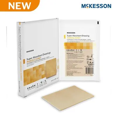 McKesson Brand 199-142 - Honey Wound Dressing McKesson Rectangle 4 X 5 Inch Sheet Sterile Without Adhesive - 1/Each, 10/Box, 200/Case