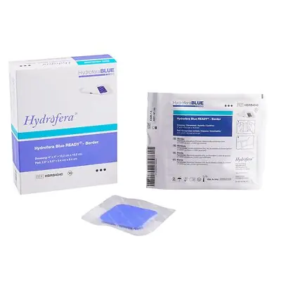 BSN Medical - HBRB4040 Antibacterial Foam Dressing Hydrofera BLUE® READY-Border™ 4 X 4 Inch With Border Waterproof Film Backing Silicone Adhesive Square Sterile