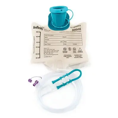 Zevex - INF0500-E Enteral Feeding Pump Bag Set with ENFit® Connector Infinity® 500 mL Silicone NonSterile