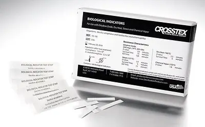 SPS Medical Supply - DS-100 Sterilization Biological Indicator Strip Crosstex® Steam / EO Gas / Dry Heat / Chemical Vapor 48 to 72 Hour Processing Time