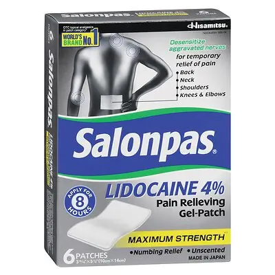 Emerson Healthcare - LC-836 Salonpas® Lidocaine 4% Pain Relieving Gel-Patches Maximum Strength